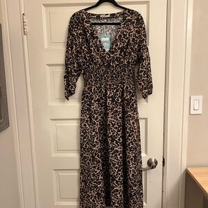 Marine Layer Cheetah Print Long Sleeve Dress
